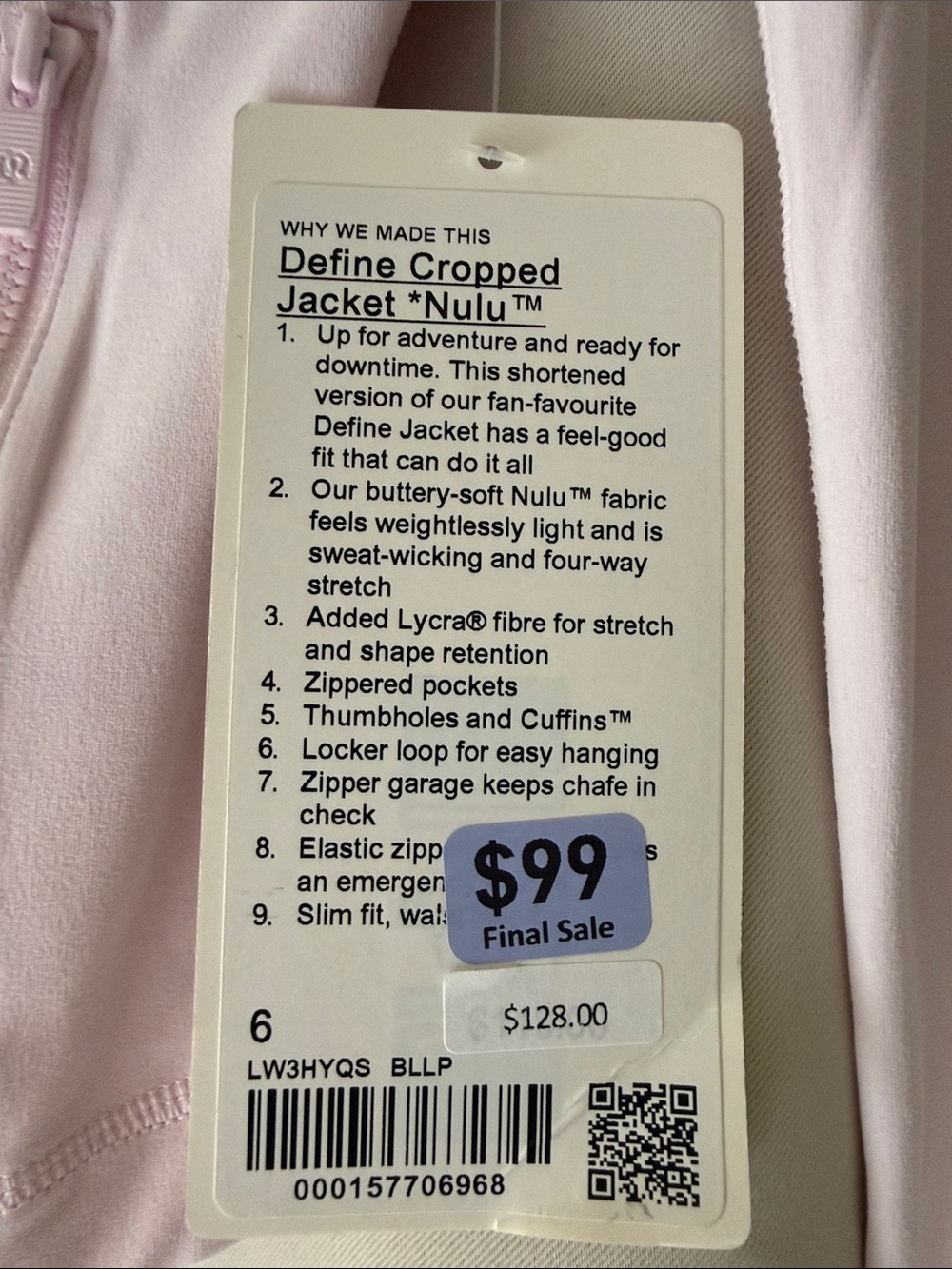 Lululemon Align Light Pink Full-Zip Bomber Jacket - Picture 3 of 3